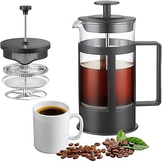 MOMENT French Press Coffee and Tea Maker 1000ML, Borosilicate Glass Coffee Press, Stainless Steel Filter, Durable and Heat Resistant, Black