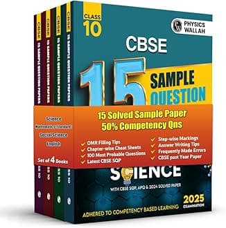 PW CBSE | Class 10 | 15 New Pattern Sample Paper Science, Maths (Std), English & Social Science Combo Set of 4 Books for 2025 Board Exam | 50% Competency Based Questions