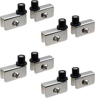 T Tulead Glass Door Pivot Hinge Silver Glass Clamps Clips Alloy Swing Adjustable 4 Sets for 3-5mm Thickness