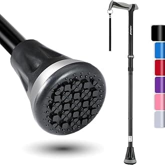 Rehand All Terrain Folding Walking Stick, Walking Sticks for Women & Men, Pivot Tip and Heavy Duty Mobility Aid, Adjustable Walking Stick for Elderly & Ladies