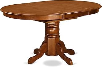 East West Furniture AVPO5-SBR-W 5 Piece Dining Room Table Set Includes an Oval Kitchen Table with Butterfly Leaf and 4 Dining Chairs, 42x60 Inch, Saddle Brown