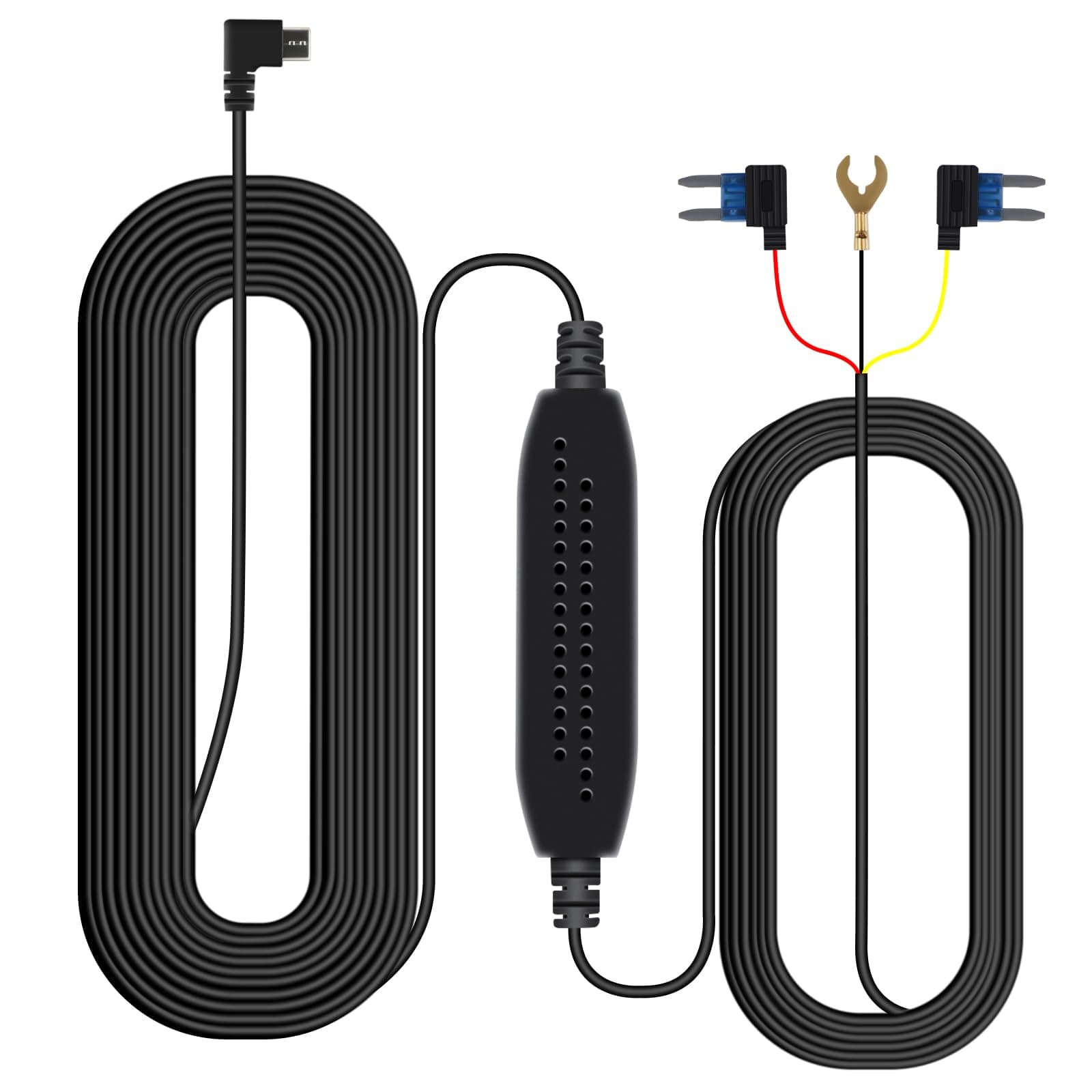 Mirror Dash Cam Hardwire Kit with TYPE-C/USB-C Port for Dash Camera Dash Cam Rear View Mirror, 12V-24V to 5V Car Charger Power Cord 3M Cable