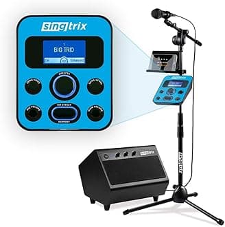 Singtrix Party Bundle on SharkTank & Kardashians, Karaoke Machine Transforms your Voice with 375+ Pro Vocal Effects, Voice Tuning, Microphone, Powerful Speaker, Mic Stand, YouTube Karaoke Songs