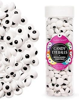 Sweet Spell Candy Eyeballs - 260 Edible Candy Eyes Sprinkles for Decorating Halloween Cookies, Cakes, Cupcakes, and Baking (120g/4.2oz, 10 mm)
