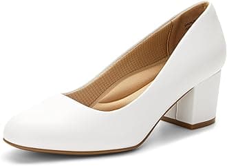 DREAM PAIRS Women's Pumps Low Chunky Block Heel Dress Shoes Closed Round Toe Comfortable Heels
