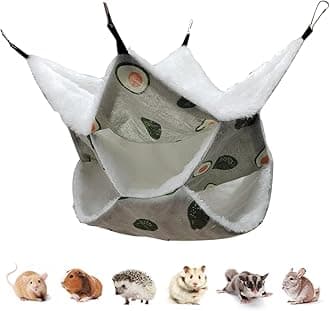 LEFTSTARER Triple-Layer Sugar Glider Hammock, Small Pet Cage Hammock, Sugar Glider Cage Accessories Hamster Bedding Small Animals Bed for Chinchilla Parrot Ferrets Rat Playing Sleeping (Avocado)