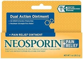 Neosporin First Aid Antibiotic Ointment Maximum Strength Pain Relief, 1-Ounce (Pack of 2)