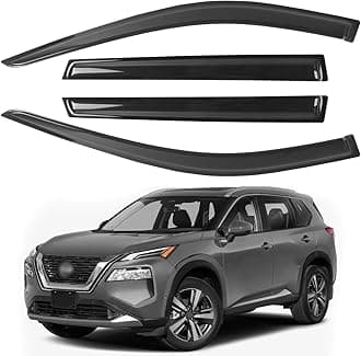 Window Rain Guards Fit for 2021-2025 Nissan Rogue S, SV, SL, Platinum, 4-Piece Acrylic Set with 3M Tape 2.5mm Thick Highway Wind Noise Reduction Exterior Car Accessories 2022 2023 2024