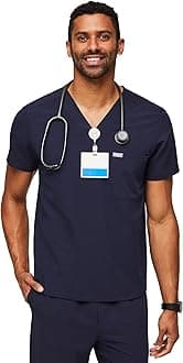 FIGS Chisec Scrub Top for Men – 3 Pockets, Tailored Fit, Squared V-Neck, 4-Way Stretch, Moisture-Wicking Men's Scrubs