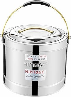 Mintage Stainless Steel Sambar Container 7.5 Liters | Sambar Pot with Lid | Casserole for Cooking | Canteen & Hotel Container | Biryani Box Hot & Cold |Hot Pot Picnic Jar Hot Cold 12HR Serving Pot