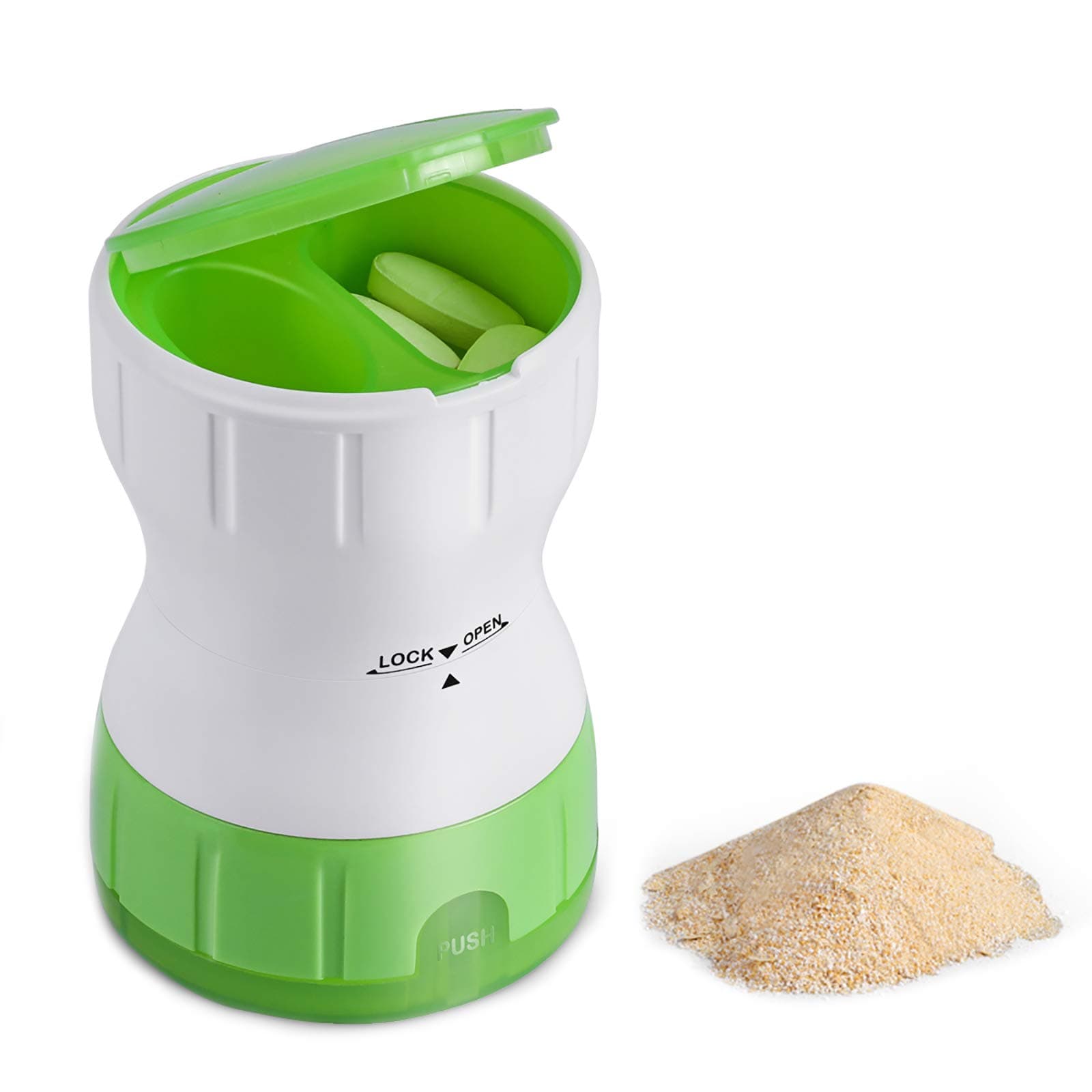 Pill Crusher Grinder - Crushes Small or Large Pills Tablets Vitamins to Fine Powder - for Family Kids Pets