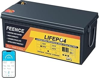 135Ah 36V Lithium Golf Cart Battery, Built-in Bluetooth And Smart 200A BMS, 8000+ Deep Cycles Rechargeable LiFePO4 Battery, Max 7.68kW Power Output, Perfect for Golf Carts,Lawnmower