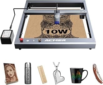 ACMER P2 Laser Engraver, 10W(1000mW) Output Laser Cutting Machine, Laser Engraving Machine, Laser Cutting Machine and Engraving Machine for Stainless Steel, Wood, Metal, Acrylic, Leather and More