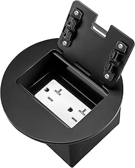 Recessed Floor Outlet Box 20 Amp Floor Electrical Outlet Tamper Resistant (TR, Black)