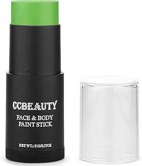 CCbeauty Light Green Witch Face Paint Stick,Face Painting Kit,Non Toxic SFX Makeup For Gamora Hulk Halloween Costume Cosplay,Oil Based Professional FX Body Paint,Full Coverage Painting Foundation