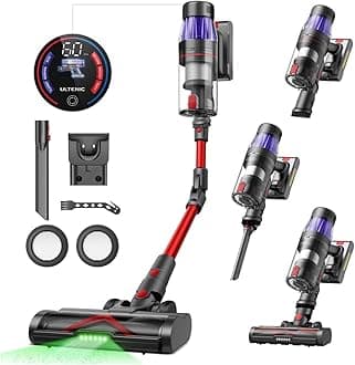 Cordless Vacuum Cleaner, 600W 55Kpa 60Mins Vacuum Cleaners for Home, with 180°Bendable Wand, Anti-Tangle Brush, Charging Dock, Stick Vacuum Cordless for Pet Hair/Carpet/Floor/Car