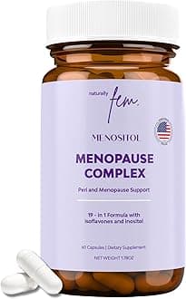 Inositol FEM Menositol 19-in-1 60Caps, Perimenopause & Menopause Supplements for Women Weight Loss with Myo-Inositol, D-chiro and Isoflavones, Control Metabolic Health, 100% Natural, Hormone, SoyFree
