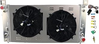 34 Inch 4 Row Aluminum Radiators Replacement for 1999-2014 Chevy Avalanche Tahoe Silverado Suburban 1500 2500 3500 HD GMC Yukon XL Sierra Hum mer H2 for Escalade Radiator Fan Shroud Thermostat Kit