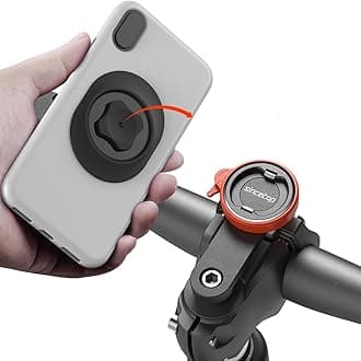 sincetop Bike Phone Mount,Mountain Bicycle Stem Cap Phone Holder,Universal Aluminum Handlebar Phone Clamp,MTB Road Bike Cycling Mobile Phone Clip,Quick Attach/Release-Orange【Series C-1st Gen】
