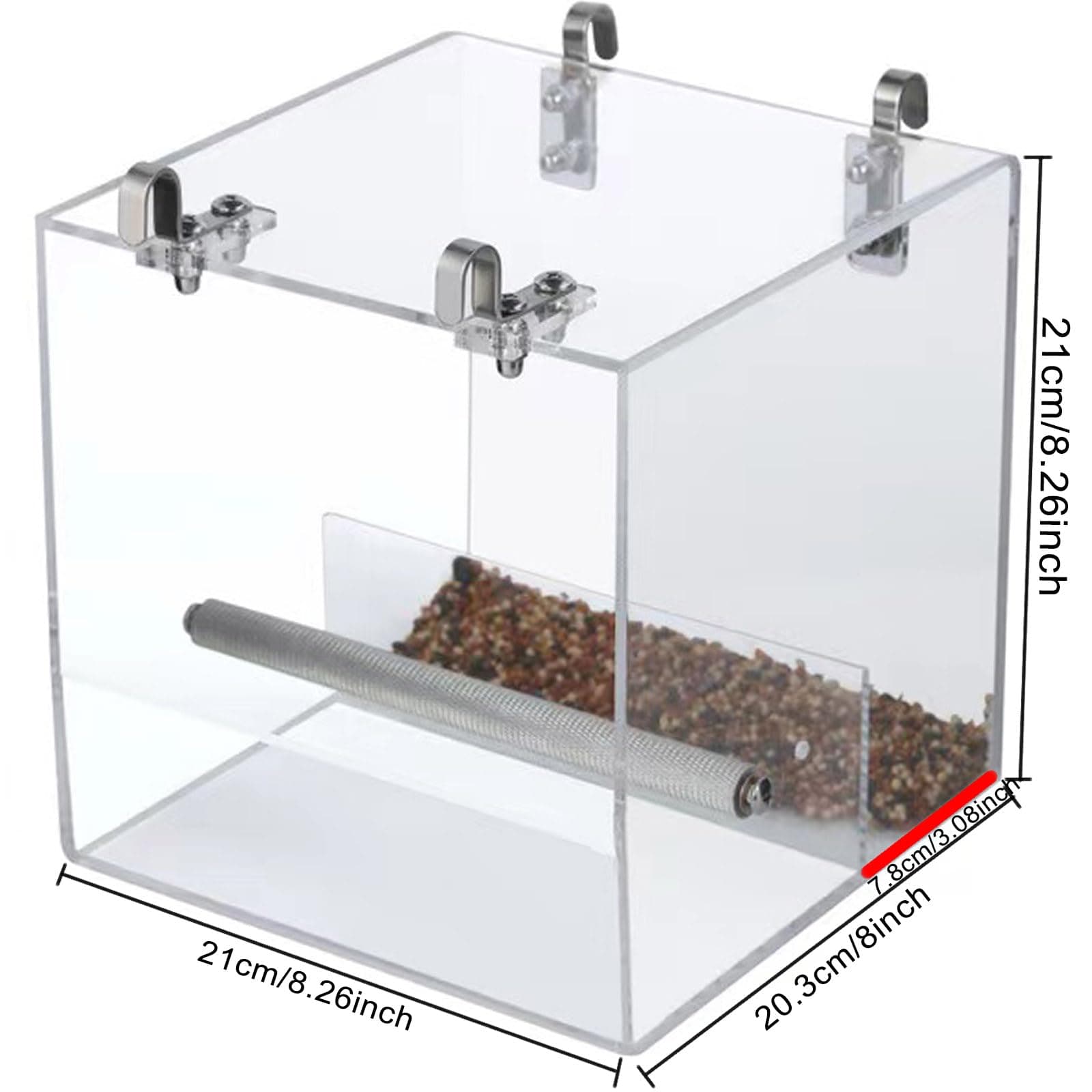 Automatic Bird Feeder for Cage, Automatic Acrylic Bird Feeder No Mess Bird Cage for Small Bird Parrots Canary Parakeet Budgerigar Crested Myna Cockatiel