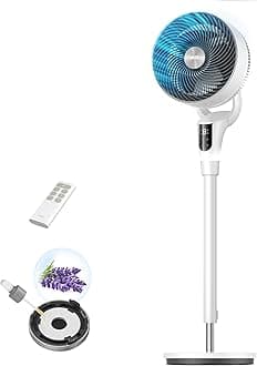 DREO Fan for Bedroom, 2026 Upgraded, 90ft Airflow, 20dB Quiet Fan, 90° Oscillating Standing Fan for Whole Room, DC Motor, 8+H Speeds, 3 Modes, 38-42'' Adjustable Height, 8H Timer, 105° Manual Vertical