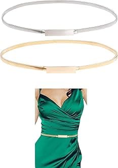 E-Clover Womens Fashion Metal Stretch Waist Skinny Belt Waistband