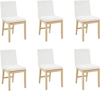 Nathan James Gracie Modern Upholstered Chair, Set of 6, Cream Boucle/Light Brown