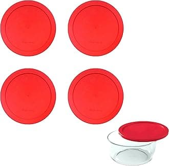 Wood Grip - Lids for Pyrex and Anchor Round Glass Containers - Lids For Pyrex Glass Containers - Replacement Lids (Red, 4 Cups, 4 Pack)