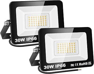 2PCS 30W LED Flood Lights Outdoor, Super Bright Security Lights, IP66 Waterproof Floodlight, Warm White (3500K) Wall Light, Perfect for Garden, Yard, Garage, Patio,Warehouse, Parking Lot
