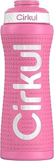 Cirkul 22oz. Pink Grip Stainless Steel Water Bottle & Sport Lid, Durable, Insulated, Protective Grip, Leakproof & Heavy Duty