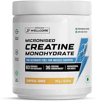 Wellcore - Pure Micronised Creatine Monohydrate Powder | Tropical Tango (307g, 83 Servings) | Rapid Absorption | Enhanced Muscle Strength & Power | Fast Recovery | Increased Muscle Mass