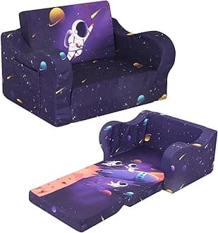 Astronaut Kids Sofa, 2-in-1 Kids Couch Fold Out, Convertible Sofa to Bed for Girls and Boys