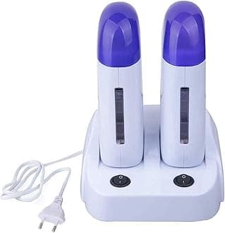 Nynelly Electric Portable Roll on wax Double Wax Cartridge Heater Roller Body Hair Removal with Heater Base for Personal & Professional Use Beauty Salon