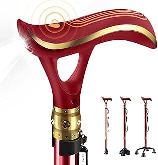 ispuooctiSmart Alarm Walking Cane for Men & Women, Telescopic and Adjustable Walking Sticks for Seniors, USB Direct Charge, with LED Light, One Cane for Three Purposes, Light and Stable