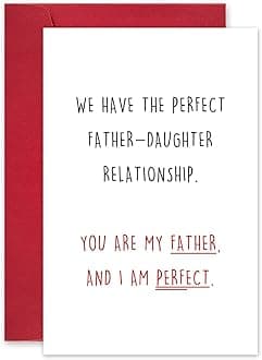 Leinessy Funny Fathers Day Card from Daughter, Humorous Dad Birthday Card, You are My Father and I am Perfect