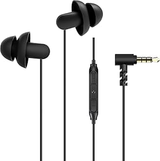 Hearprotek Sleep Earbuds, 2 Pairs Ultra Soft Lightweight Silicone Sleeping Earphone Headphones with Volume Control and Mic for Side Sleeper, Snoring, Air Travel, Relaxation (Black)