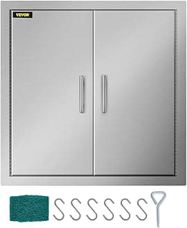 Mophorn 31 Inch BBQ Access Door 304 Stainless Steel BBQ Island 31W x 31H Inchs Double Door with Paper Towel Holder for Outdoor Kitchen