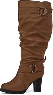 mysoft Women's Wide/Extra Wide Calf Knee High Boots Fashion Chunky Block Heel Pull On Winter Boots with Side Zippers