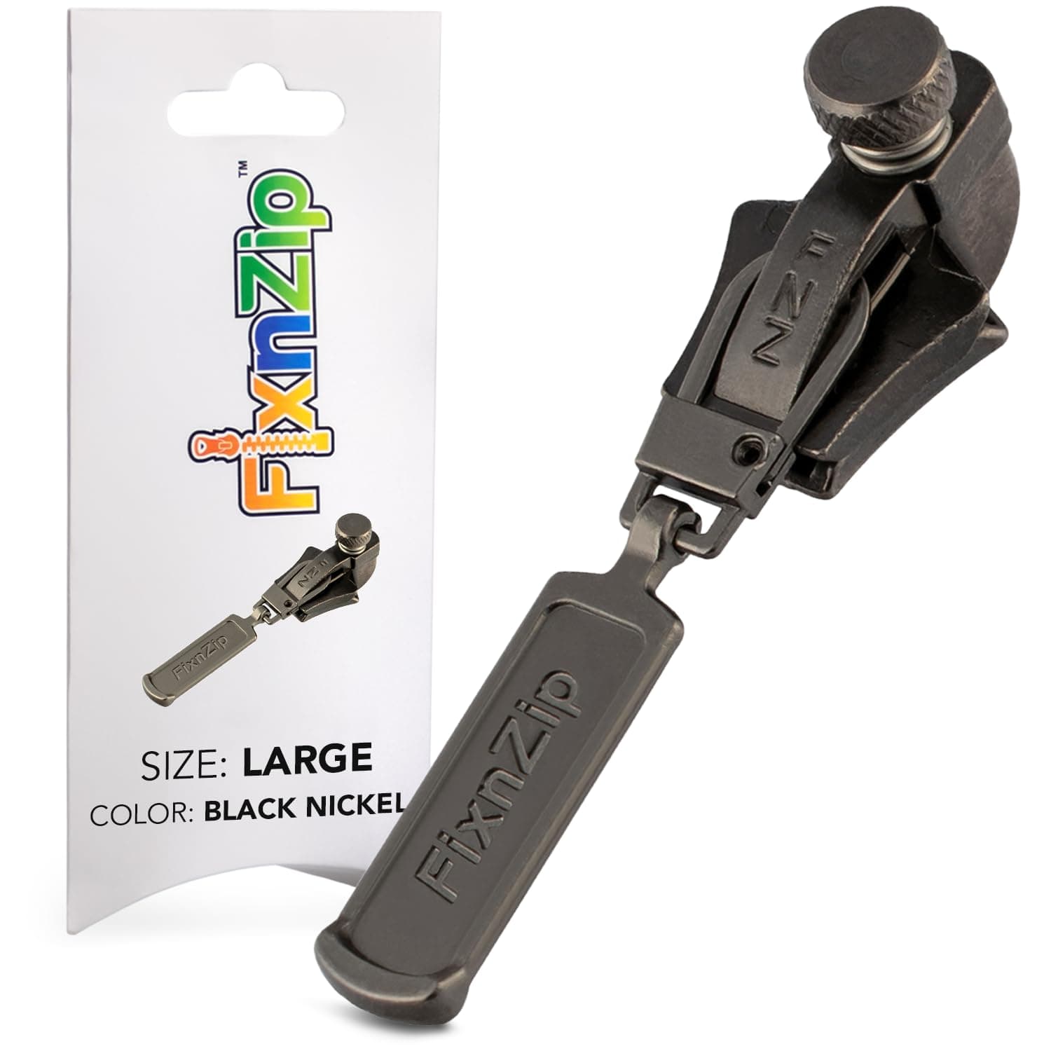 FixnZip Large Black Nickel Replacement Zipper Slider Zip Puller Repair Kit