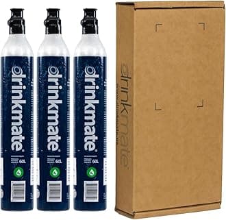 Threaded 60L CO2 Exchange Carbonation Cylinders, Compatible w/SodaStream (Screw-In), Aarke, Ninja Thirsti, 14.5 Oz, Cartridge Gas Canister Refill (Set of 3)