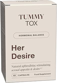 Her Desire Capsules with Liboost, Maca, Ashwagandha, Ginseng, Zinc, Biotin, Vitamin D, Vitamin B6, and Vitamin B12, by Tummy Tox