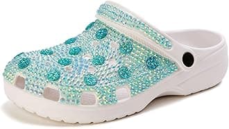 Hanfike Womens Casual Fashion Slide Mules with Rhinestone Closed Toe Comfort Flats