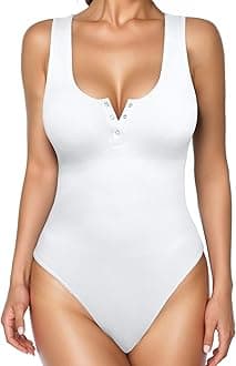 Bodysuits for Women Tummy Control Henley Going Out Outfits Shirts Body Suits Thong Button Down Tank Tops