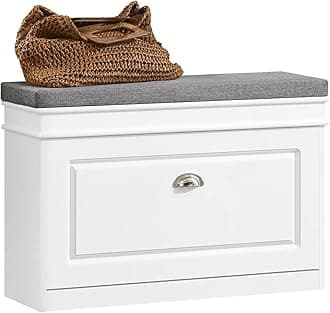 SoBuy Entrance Bench, Shoe Box, Storage Bench, Shoe Rack, Thin, Width 29.5 x Depth 9.4 x Height 20.1 inches (75 x 24 x 51 cm), Space Saving, Stylish, Storage Bench, Shoe Box, Storage Tool, Entrance Storage (FSR82-L-W)