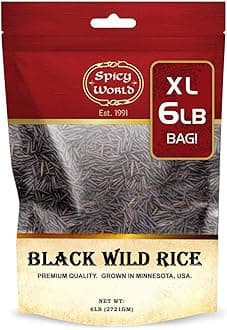 Minnesota Grown Black Wild Rice 6 Pound Bag - Premium Quality, All Natural - by Spicy World