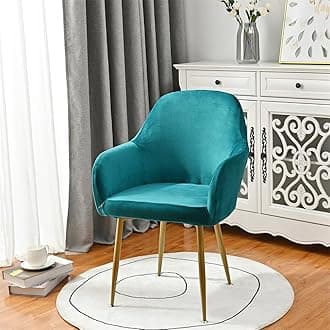 Highdi Soft Velvet Dining Chair Covers Solid Color Stretch Curved Back Chair Slipcovers with Armrest, Vanity Swivel Armchair Cover Removable Washable for Bedroom Party Hotel (Peacock Blue,1 PC)