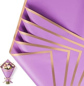 20 Sheet Flower Wrapping Paper - Waterproof Floral Bouquet Wrapping Paper, Florist Supplies Packaging Paper for Wedding Birthday Gift DIY (Light purple)