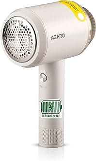 AGARO LR2001 Lint Remover, Rechargeable for Woolen Sweaters, Blankets, Jackets/Burr Remover Pill Remover from Carpets, Curtains (White)