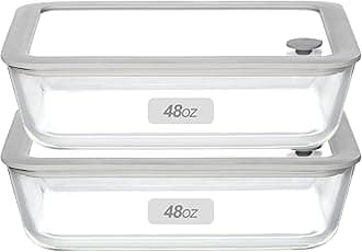 EcoEvo Glass Food Containers with Glass Lid, Microwave Safe Food Storage Container Set, 2 Pack of 48oz, Large Size Meal Prep Storage Set with Airtight Leak Proof Lid.