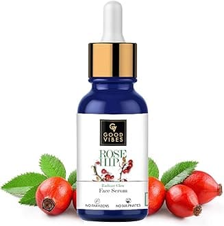 Rose Hip Radiant Glow Face Serum, 10 ml Light Weight Non Greasy Moisturizing Anti Ageing Formula For All Skin Types, Corrects Dark Spots, Natural, No Parabens & Sulphates, No Animal Testing